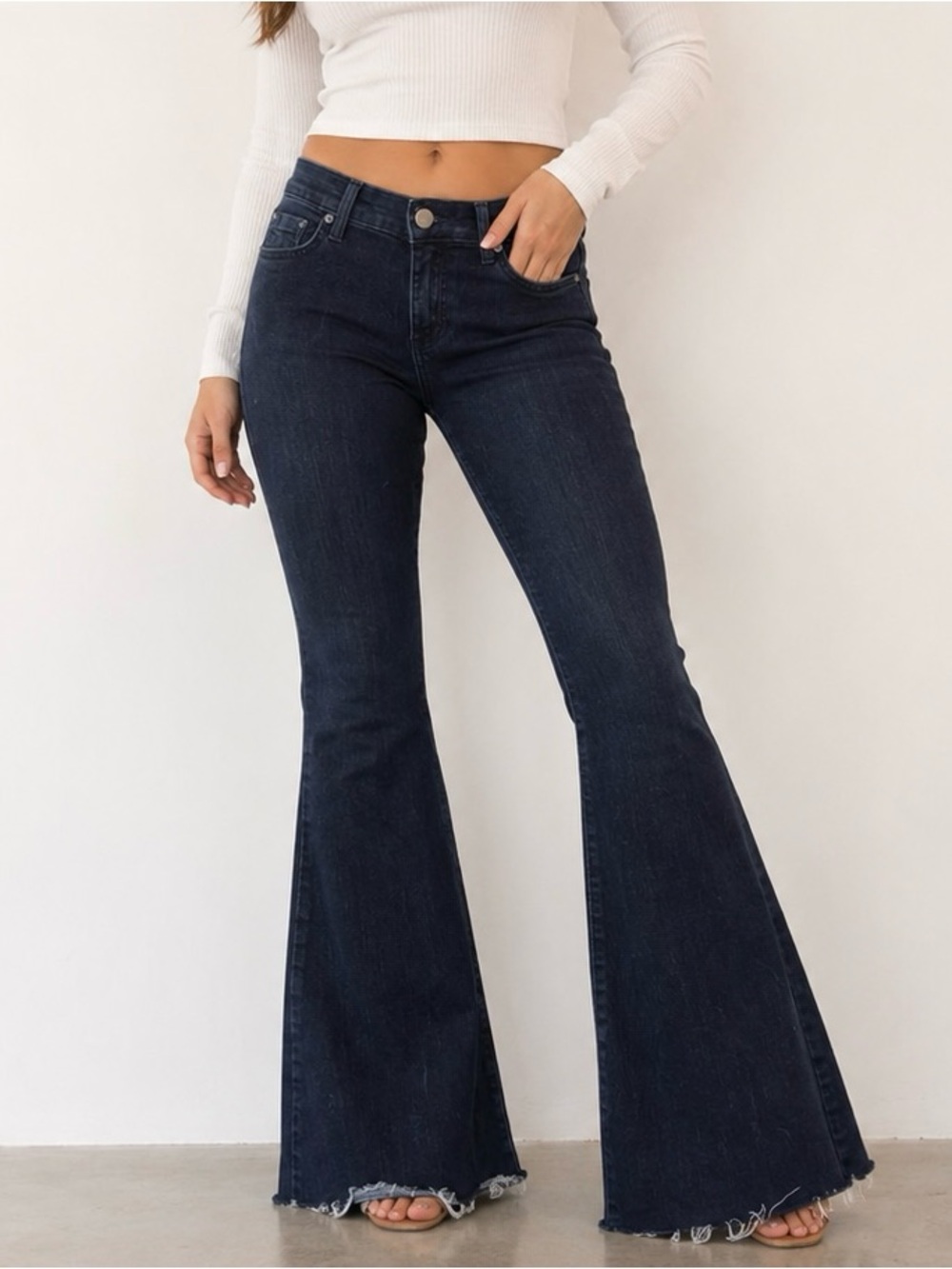 Free People High-Rise Dark Indigo Flare Jeans